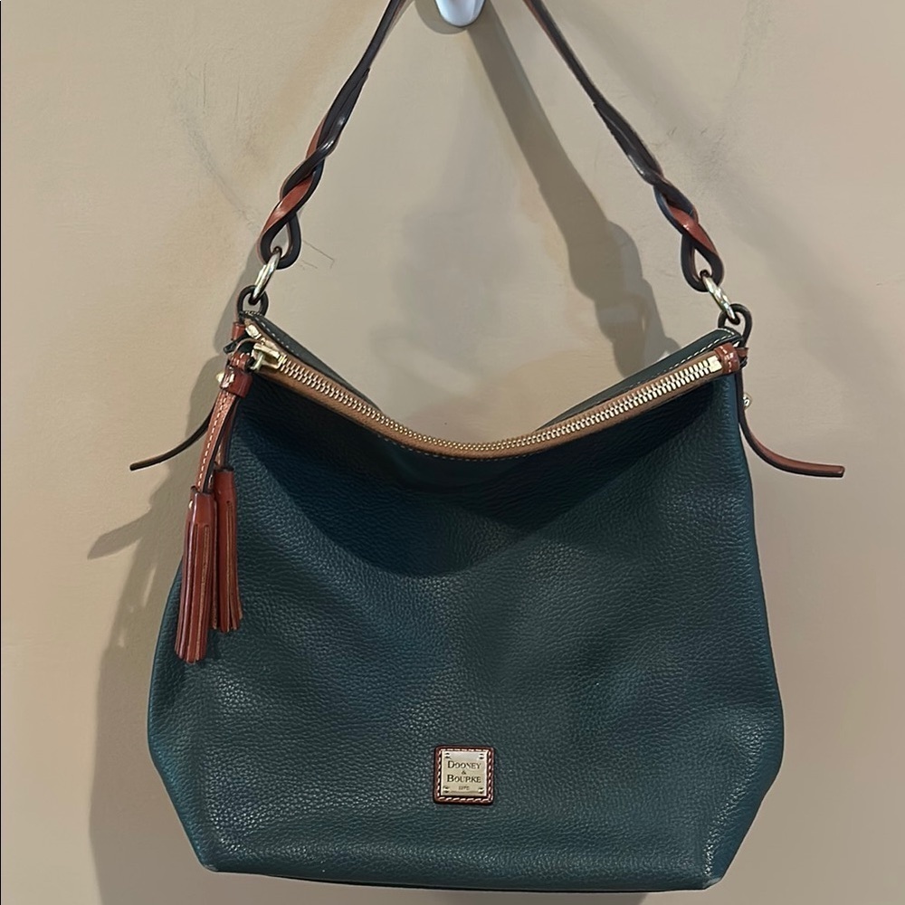 Dooney & Bourke green Pebble Grain Twist Strap Hobo